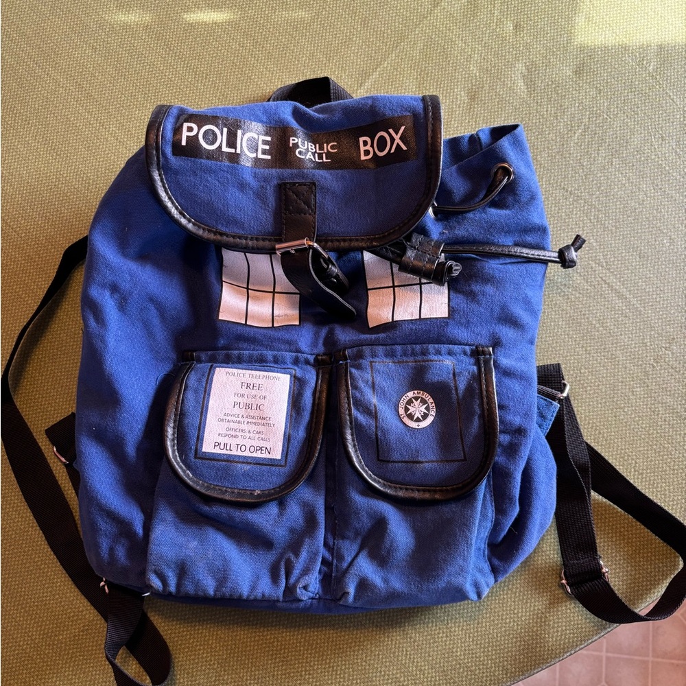 Doctor Who Blue Police Box Sack Backpack
